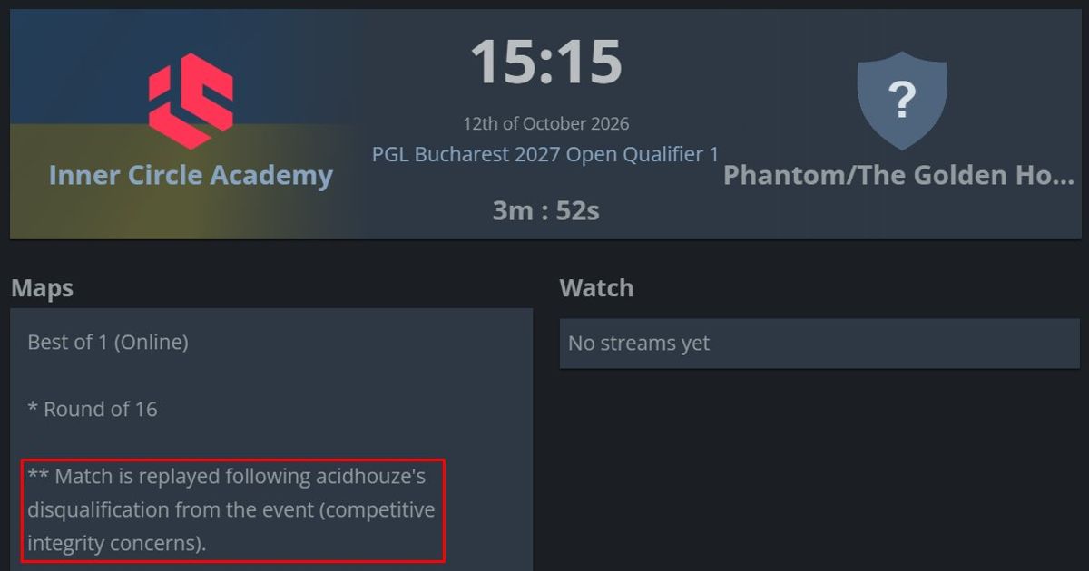 PGL disqualified acidhouze, and the qualifier will be replayed